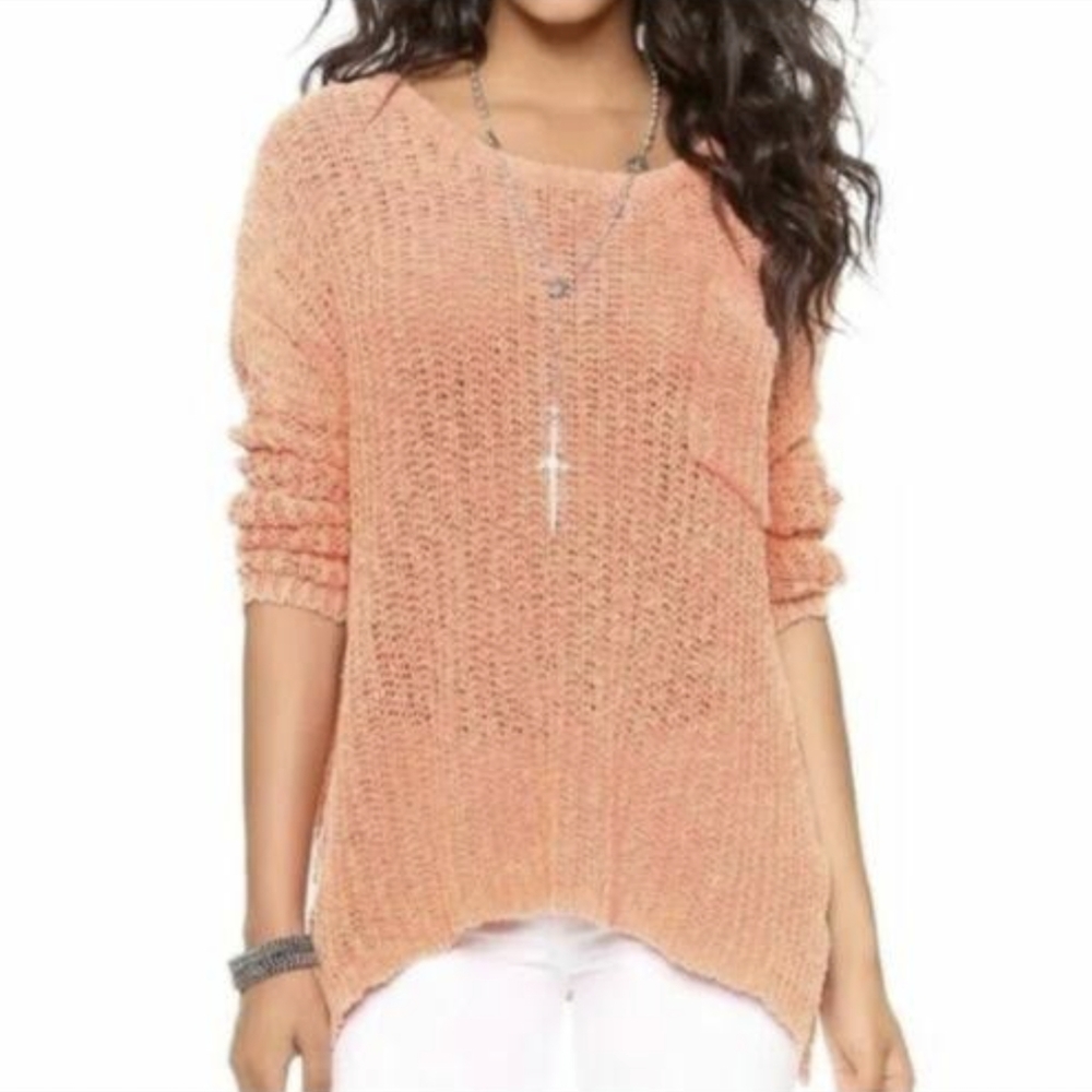 Free People Open Knit Faded Orange Sweater.   Size Xsmall.